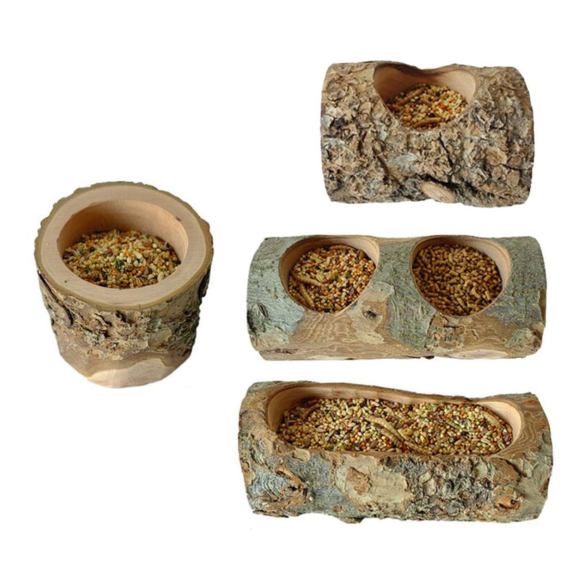 Apple Wood Feeding Bowl for Small Animals, Food Dish for Hamster, Guinea Pig, Chinchilla Rat Gerbils Large Groove Bowl - PawsPlanet Australia
