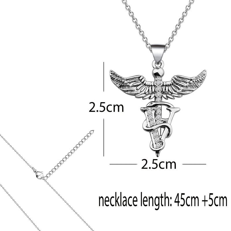 bobauna Veterinary Caduceus Pendant Necklace Vet Tech Jewelry Appreciation Gift for Veterinarian Nurse With Message Card Vet noun necklace - PawsPlanet Australia
