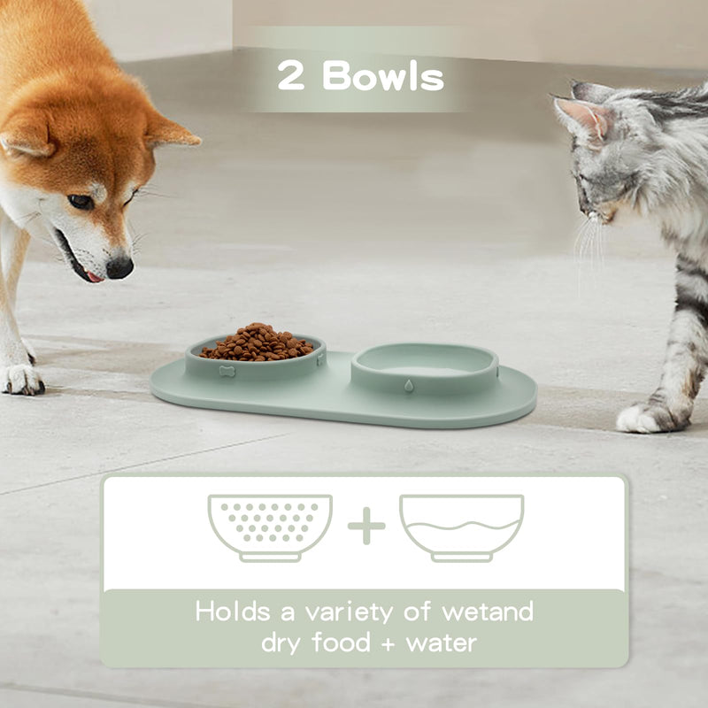 Dog Food Bowls Pet Bowls & Dog Water Bowls with No-Spill and Non-Skid, Feeder Bowls with Dog Bowl Mat for Small Medium Large Size Dogs Cats Puppy Pets, Dog Dishes (Green) Green - PawsPlanet Australia