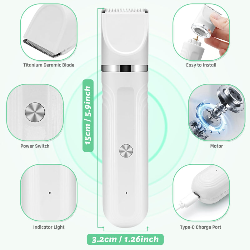 4 in 1 Dog Grooming Kit, Cordless Dog Clippers for Grooming, Low Noise Paw Trimmer Electric, Cat Hair Clippers Kit with Nail Grinder,Rechargeable Pet Hair Shaver for Small & Large Dog Cat Pet White - PawsPlanet Australia