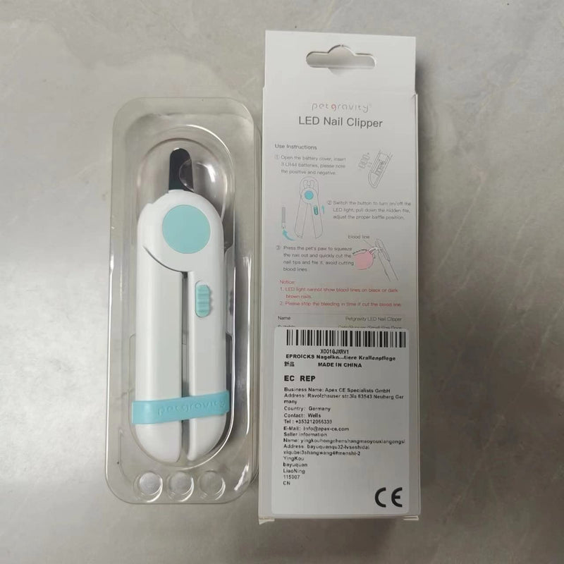 Dog Nail Clippers, Cat Nail Clippers with LED Light, Pet Nail Clippersand Trimmers, Anti Cutting Blood Line, for Small Medium Dogs Cats Rabbits And Guinea Pigs Grooming Tool blue