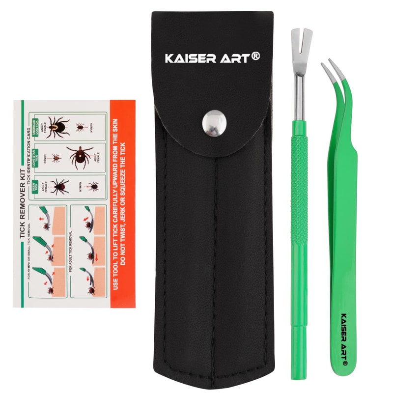 Tick Remover Tool for Dogs, Cats & Humans | Deer Tick Remover Kit | Stainless Steel Tick Removal Tool with Fine Tip Tweezers | Removes Entire Tick Head & Body