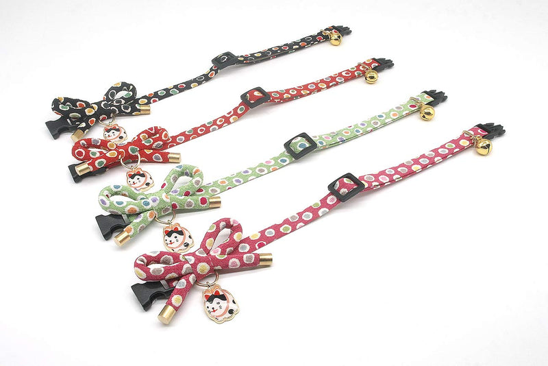 PetSoKoo Cute Bowknot Cat Collar with Bell. Japan Colorful Polka Dots Pattern. Lucky Cat Charm. Safety Breakaway, Soft, for Girl Boy Male Female Adult Cats Small (6-9.5 Inches,16-24cm) Pink - PawsPlanet Australia