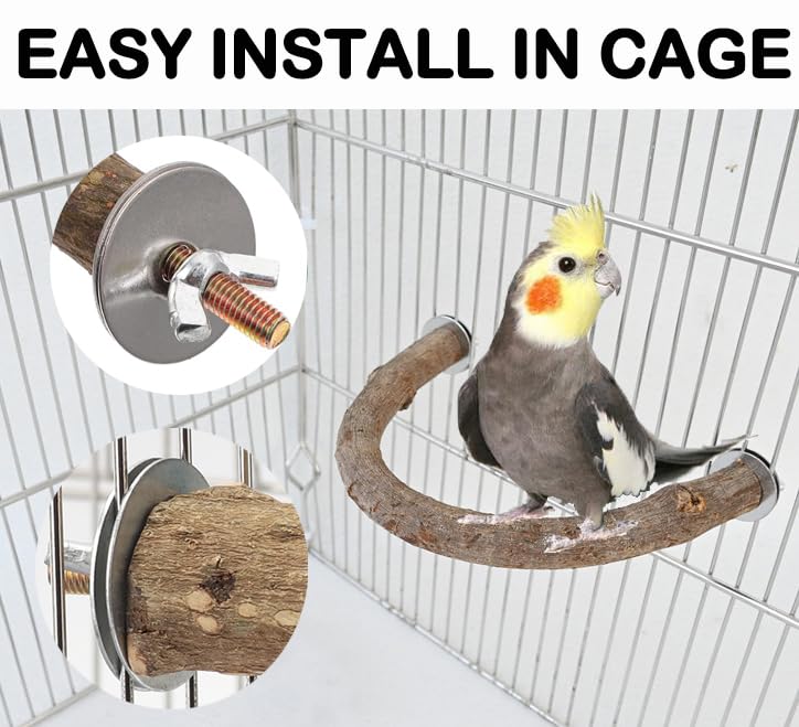 2Pcs 6.2inch Parrot Bird Natural Wood Stand Perch Swing U Shape Stick Bird Perches Bird Cage Toy for for Small to Regular Size Birds brown 2X6.2inch - PawsPlanet Australia