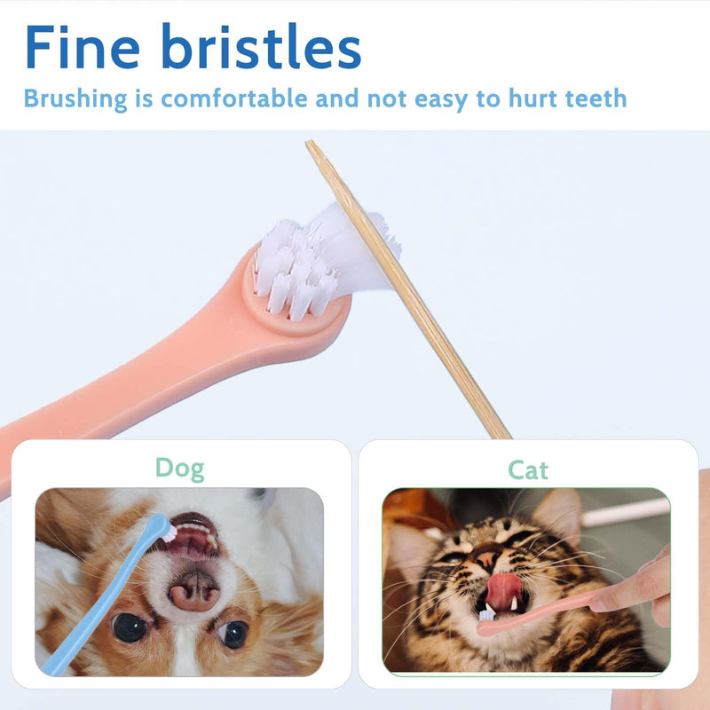 2 Pack Dog Toothbrush Cat Tooth Brush Pet Toothbrush Puppy Toothbrush Mini Head Soft Dog Toothbrush Deep Clean Kit for Puppy, Kitten, Small Dog & Cat, Portable Travel Friendly and Easy to Use Blue + Pink - PawsPlanet Australia