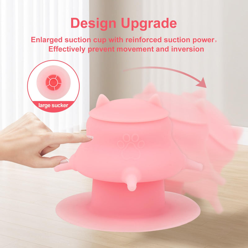 Puppy Milk Feeder,Dispenser Food Grade Silicone with 4 Dummy Nipples 230ml Capacity,Leak Proof Ideal Height Strong Suction,Puppy Milk Feeding Station for Newborn Dogs(Pink) pink - PawsPlanet Australia