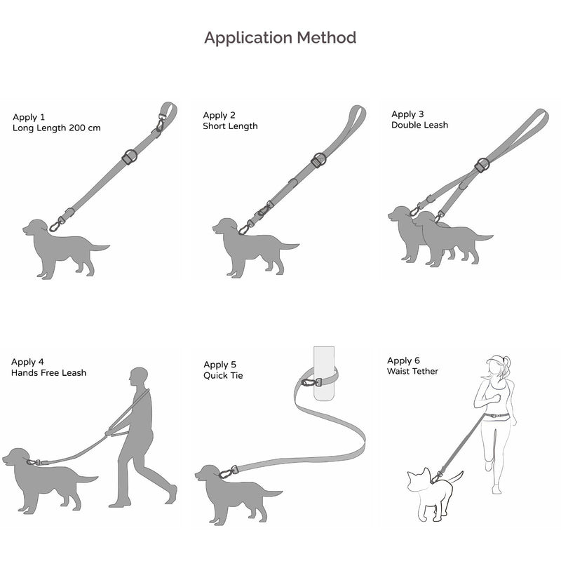 6in1 Multifunctional Dog Leash, Hands Free Dog Leash, Adjustable Length 6'7", Forest Print, (S/M)-Width 3/4", for Small and Medium Dog - PawsPlanet Australia