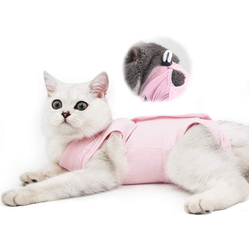 Yeapeeto Cat Professional Recovery Suit for Abdominal Wounds and Skin Diseases, E-Collar Alternative for Cats and Dogs, After Surgey Wear Anti Licking, Recommended by Vets（Pink,S Small (Pack of 1) Pink