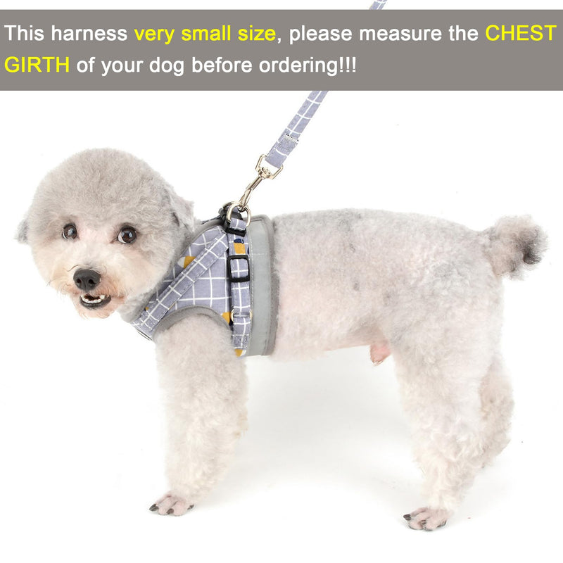 Zunea No Pull Small Dog Harness and Leash Set Adjustable Reflective Step-in Chihuahua Vest Harnesses Mesh Padded Plaid Escape Proof Walking Puppy Jacket for Boy Girl Pet Dogs Cats Gray L L (Chest: 17.5") grey - PawsPlanet Australia
