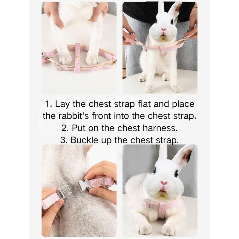 Adjustable Rabbit Harness Leash Bunny Harness for Pet Walk Running Jogging Leash Harness for Bunny Cat Puppy Kitten Ferret and Other Small Pet (Pink,Small) Pink - PawsPlanet Australia