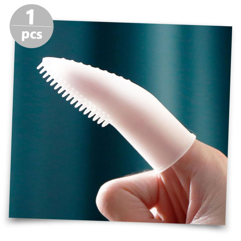 TOYANDONA Dog Toothbrush and Finger Protection Toothbrush Made of Food-Grade Silicone Transparent White Compact and Lightweight for Puppies Dogs and Cats for Oral Care