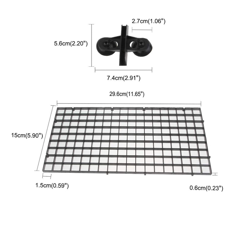 Senzeal 4PCS Aquarium Grid Divider Tray Egg Crate Aquarium Fish Tank Bottom Divider Isolation Board with Sucker Clips (Black) Black