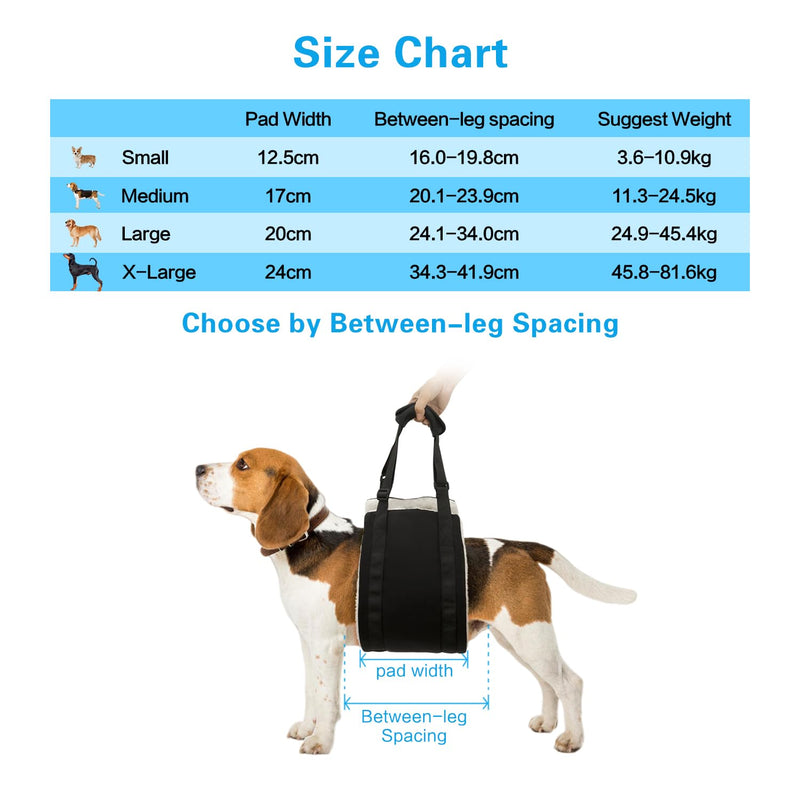 Dog Lifting Harness Adjustable Dog Sling for Back Legs Hip Support Dog Mobility Aids for Canine Aid Arthritis Old K9 Senior Injured Disabled Dog Rehabilitation Joint Injuries(Black, Large) Black