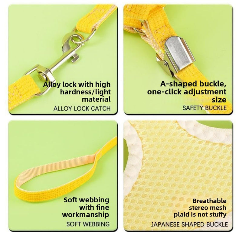 No-Pull Small Dog Harness with Leash Set, Cute Flower Vest, Escape-Proof & Breathable for Puppy Walking,Soft & Lightweight Pet Lead (Yellow, S fits 4-6lb) Yellow - PawsPlanet Australia