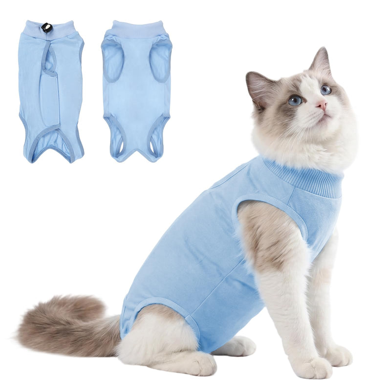 Cat Surgery Recovery Suit, Kitten Anti Licking Onesie for Female Spay Male Neuter, Soft Breathable Surgical Bodysuit, Post Operative Shirt for Abdominal Wound E-Collar & Cone Alternative Blue M