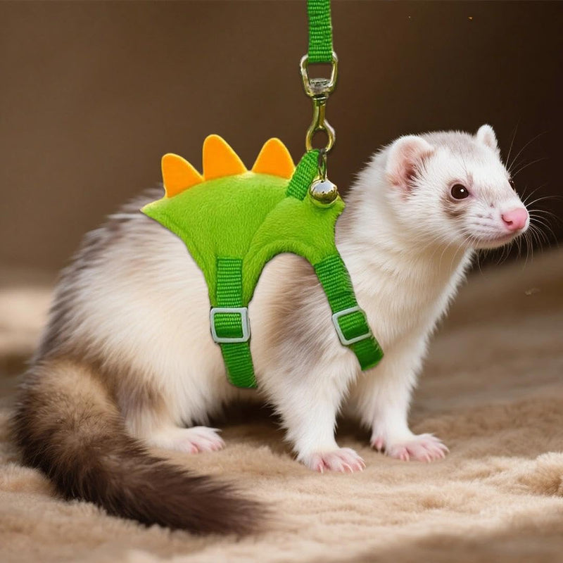 1 Pack Dinosaur Shaped Ferret Harness and Leash Set Hedgehog Hamster Leash Guinea Pig Harness Adjustable Hamster Clothes Outfits Hedgehog Accessories Green - PawsPlanet Australia