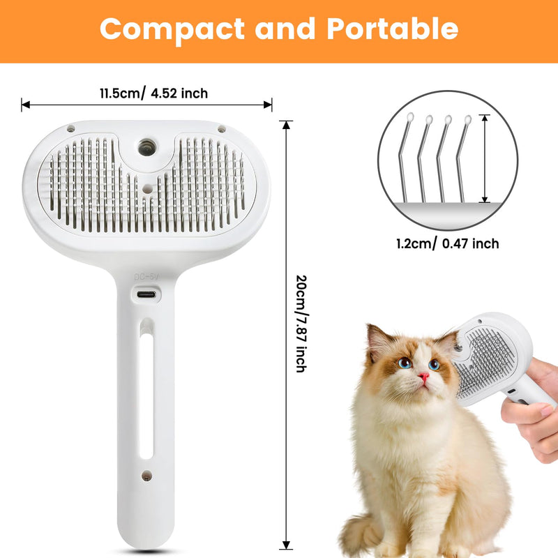 Cat Steam Brush for Shedding, Steamy Cat Brush for Long & Short Haired Cats & Dogs, Spray Cat Brush for Pet Grooming, Self-Cleaning Pet Hair Removal Comb with Water Tank - PawsPlanet Australia