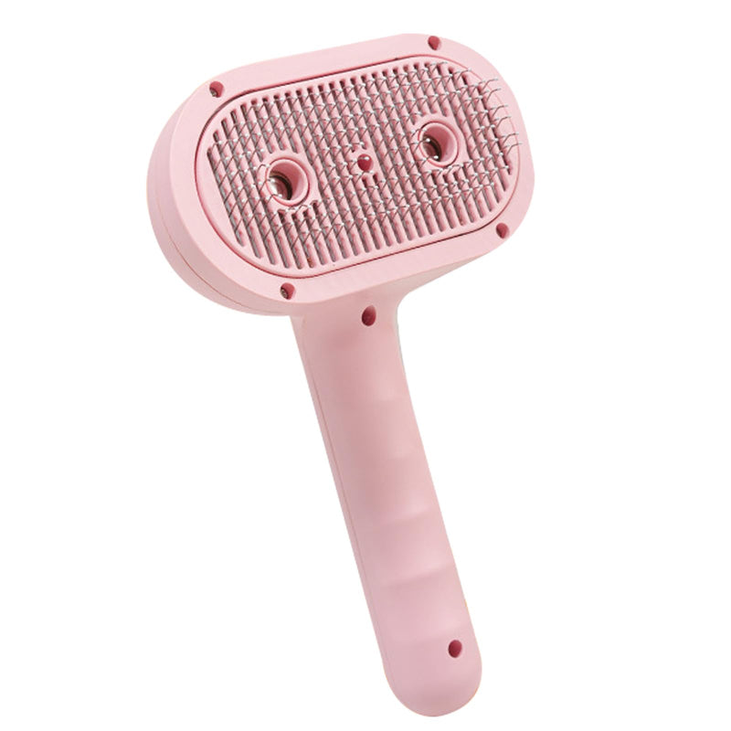 Cat Steam Brush, 2 Spray Nozzles for Shedding & Grooming, Self-Cleaning Cat Brushes for Indoor Cats & Dogs, Pet Hair Removal Tool with Release Button, Perfect for Long & Short Haired Pets (Pink) Pink - PawsPlanet Australia