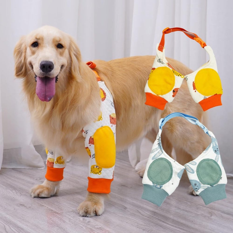 Dog Elbow Protection Pad, Cotton with Stretchy Straps, Large Dogs Joint Cover, Pet Prevent Licking Wound Elbow Protector (Blue, XXL) Blue
