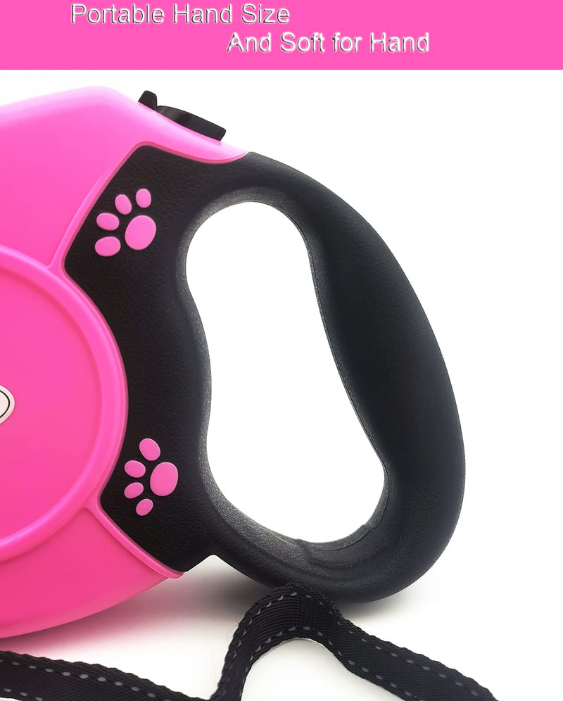 Retractable Dog Leash 26ft,360° Tangle-Free Long Cord Pets Puppy Walking Leashes,Non-Slip Handle for Small Medium Large Dogs,Up to 110 lbs (Pink) Pink