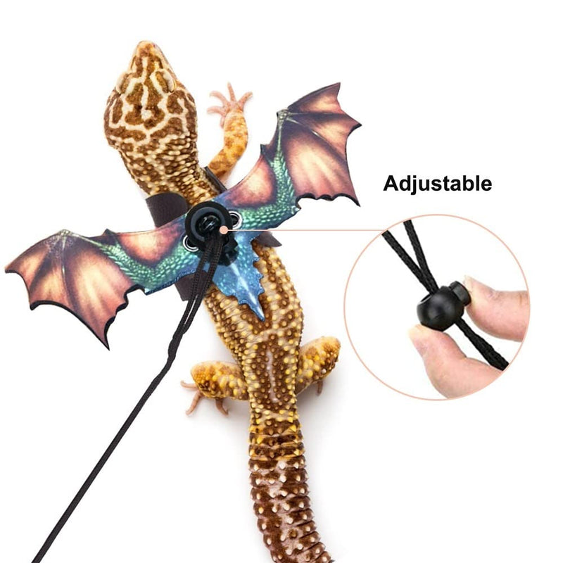 DONGKER Bearded Dragon Lizard Leash Harness, Adjustable Leather Removable Lizard Harness Leash w/3 Size Lizard Wing for Bearded Dragon Lizard Reptiles red - PawsPlanet Australia