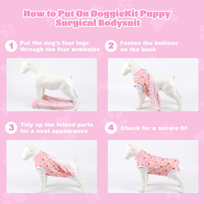 Dog Surgery Recovery Suit, Puppy Surgical Onesie for Female Spay Male Neuter, Soft Anti-Licking Bodysuit Pajamas Shirt After Surgery, E-Collar & Cone Alternatives for Small Medium Dogs Cats Watermelon S