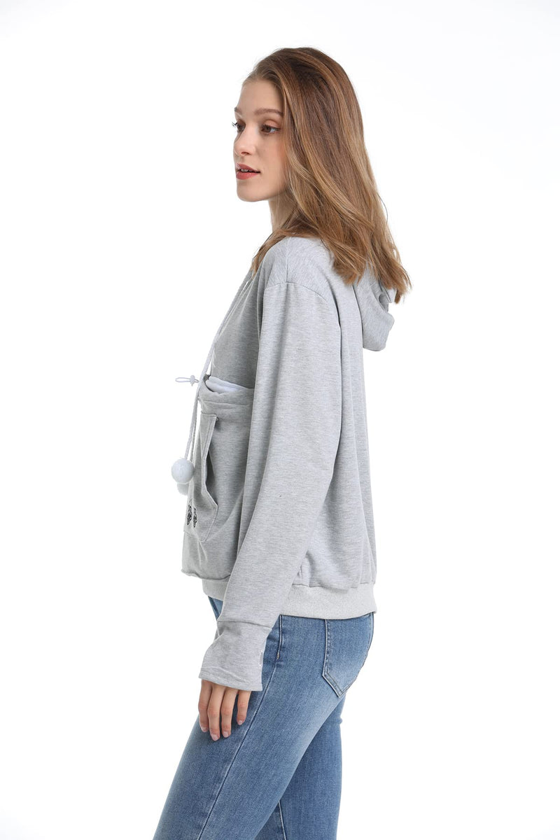 LINYUCHEN Cat Dog Pouch Hoodie Large Pet Pouch Sweatshirt Puppy Kitten Holder Carrier Pullover Shirt Unisex Hoodies 4X-Large Light Grey - PawsPlanet Australia