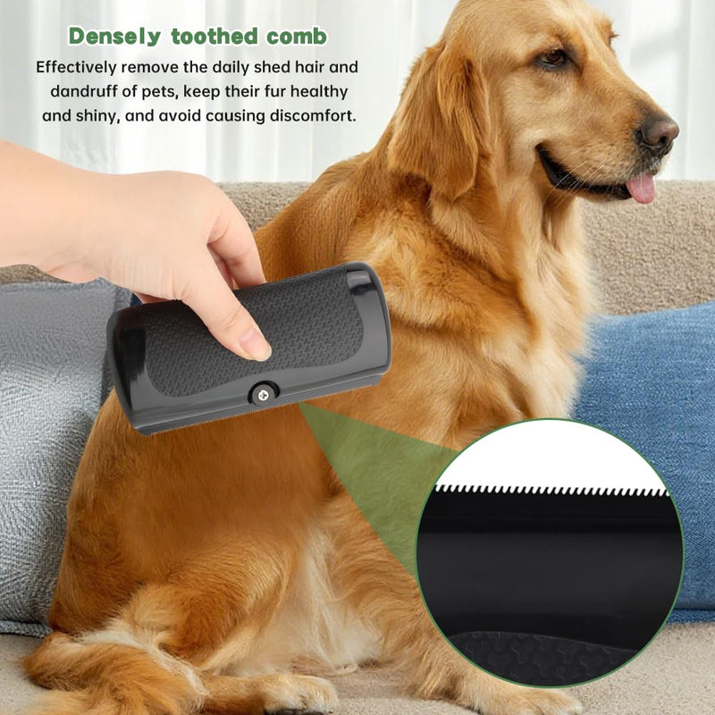 Deshedding Dog Brush Pets Shedding & Grooming Tools with 1 Steel Comb Pet Hair Removal Tool for Cats, Dogs, Horses(Color:Black) black - PawsPlanet Australia