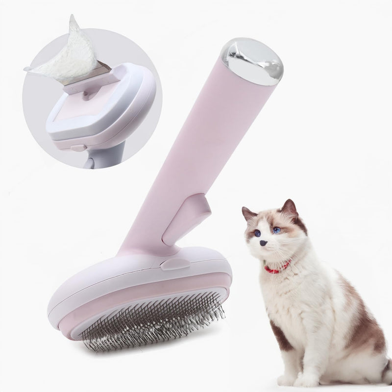 Kir Cat Brush with Release Button, Cat Comb with 5 heads, Pet Hair Remover, Cat Brushes for Indoor Cats Shedding, Pet Massaging Tool Suitable for Pets with Long or Short Hair (pink) pink - PawsPlanet Australia