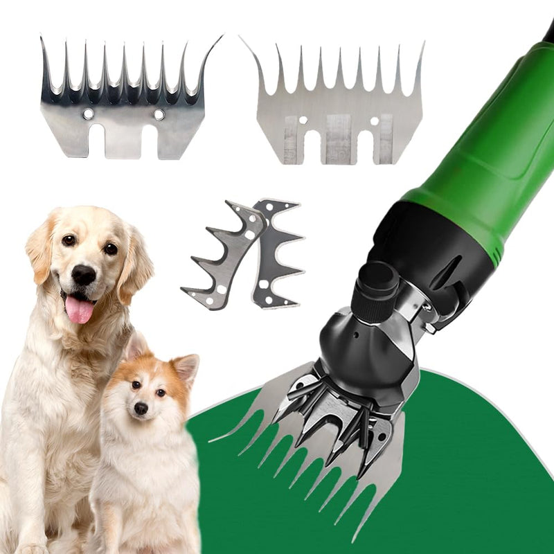 Sheep Shears Blades 9-Tooth Wool Shearing Comb and Cutter Blade Set for Alpaca Goats Wool Cutter Grooming Trimmer(9T Scimitar+Front Blade) 9T scimitar+front blade - PawsPlanet Australia