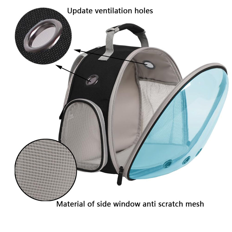 Bearded Dragon Travel Backpack with Harness and Leash Set,Lizard Backpack Travel Carrier,Space Capsule Clear Bubble Window Astronaut Reptile Carrier Backpack, Airline Approved Black/Blue Backpack+LSH Grey - PawsPlanet Australia