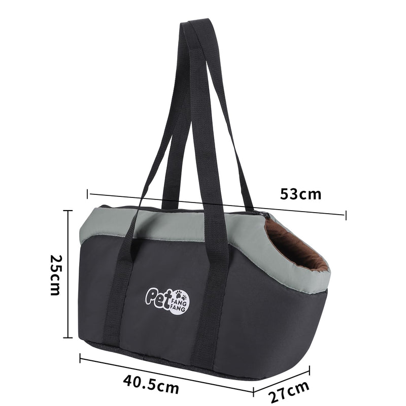 Breathable Handbag Pet Carrier - Adjustable Folding Sling With Warm Sponge for Dog Cat Travel in Winter - Outdoor Portable Bag for Shopping Hiking Walking balck