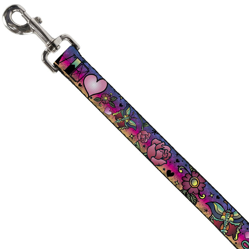 Buckle-Down Pet Leash - Love Love Purple - 6 Feet Long - 1" Wide