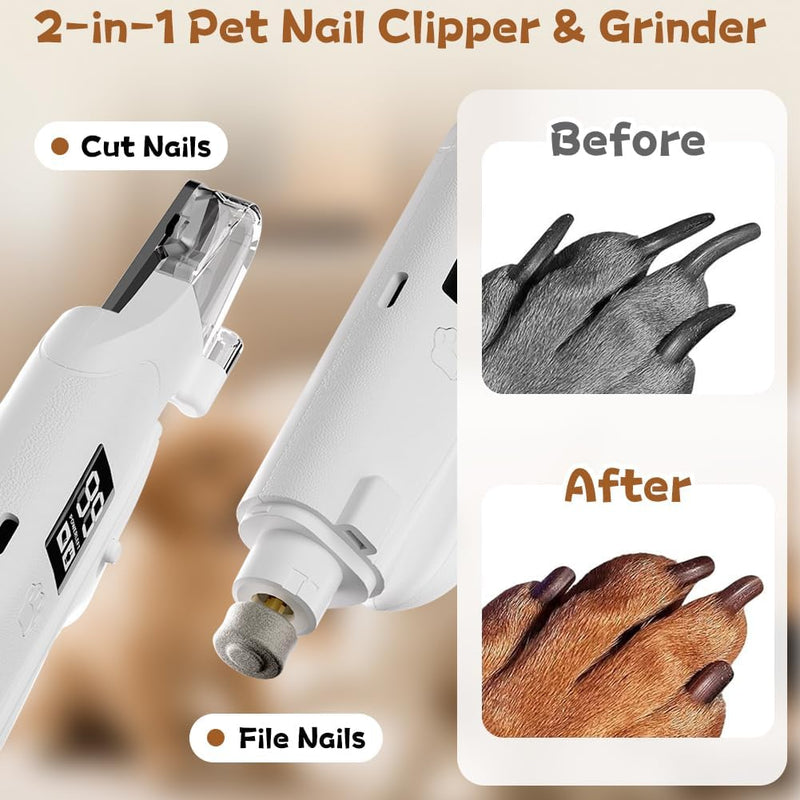 Dog Nails Clippers, 2 in 1 Dog Nail Grinders & Claw Clippers for Grooming with Light, Easy Nail Trimmer File, Safe Silent Pet Nail Grinder for Small, Medium, and Large Dogs & Cats A - PawsPlanet Australia