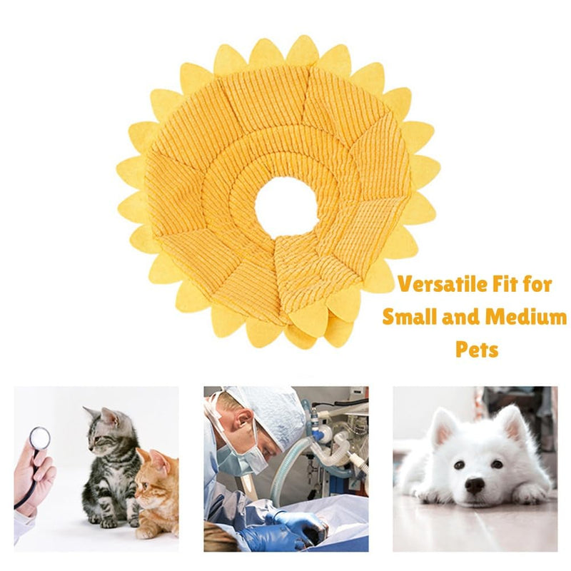POPETPOP Soft Sunflower Recovery Collar 13.77In 0.17lb Washable Anti-Scratch Cone for Post-Surgery Wound Protection, Adjustable for Large Dogs (XL) XL
