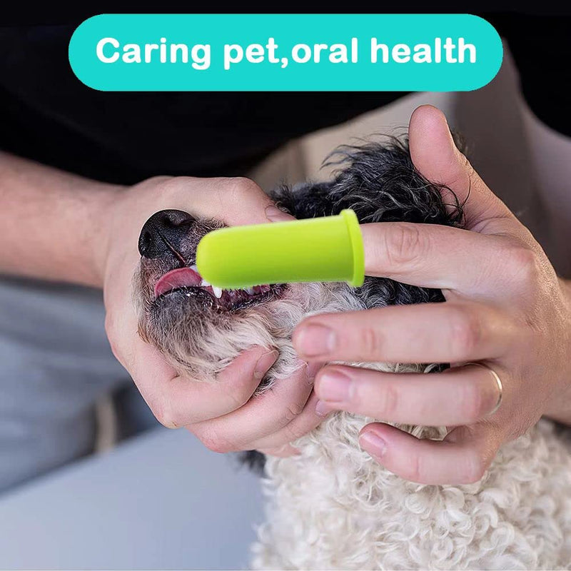 Dog Toothbrush Finger Toothbrush Set (4 Pack, with Dog Eye tears Black Chin Cleaning Tool) , Silicone Toothbrush，Soft bristles, Easy to Clean Teeth, Suitable for Dogs, Cats and Pets to use - PawsPlanet Australia