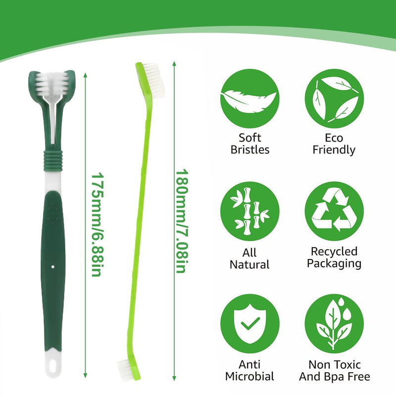 Dog Toothbrush, Toothbrushes for Dogs - 5 Pieces Pet Toothbrush, Pet Toothbrush, 2 Triple Head Dog Toothbrushes and 2 Long Handle Dog Toothbrush, Toothbrush Dog for Dogs and Cats