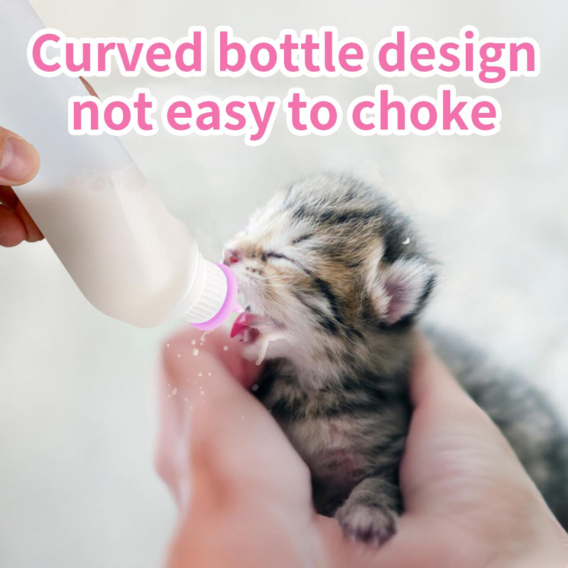 5Pack Kitten Bottle for Nursing Puppy Milk Kitten Bottles Feeding Kit Silicone Nipple for Newborn Pets Kittens, Puppy,Squirrel (Pink) - PawsPlanet Australia