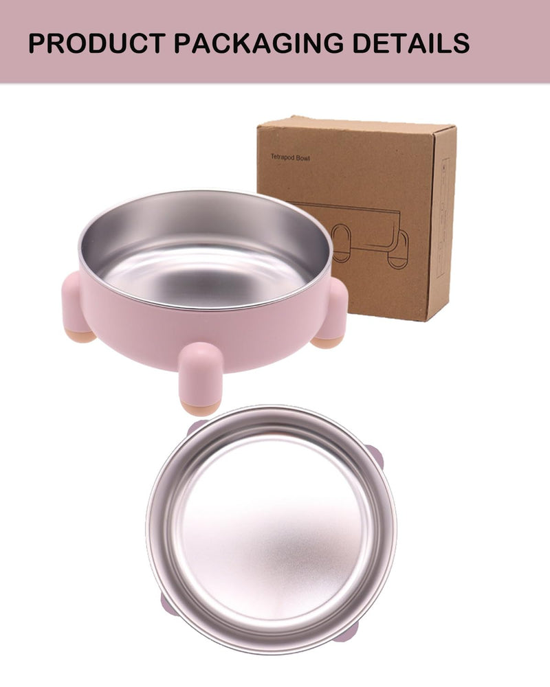 Elevated Cat Bowls 2-Pack, Stainless Steel Raised Cat Food and Water Bowls for Indoor Cats, Anti-Vomit Support, Whisker Fatigue Relief, Non-Slip Base, Dishwasher Safe, Pink 2 Pcs - PawsPlanet Australia