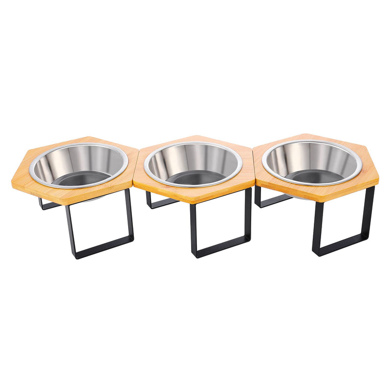 Petmolico Raised Cat Bowl,3 Elevated Water and Food Bowls Stainless Steel for Indoor Cat and Small Dogs with Metal Stand Yellow#1 - PawsPlanet Australia