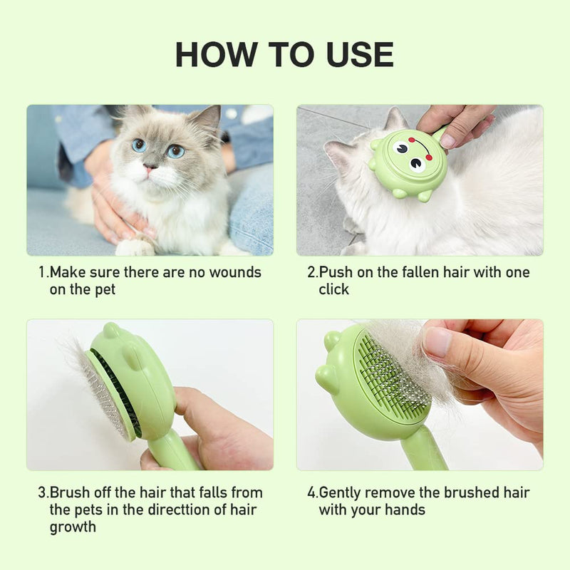 Dog Brush for Short or Long Haired Dogs, Frog Shape Dog Brush with Release Button, Dog Hair Brush Dog Grooming Deshedding Brush for Dog Kitten Rabbit Massage Removes Loose Fur Medium - PawsPlanet Australia