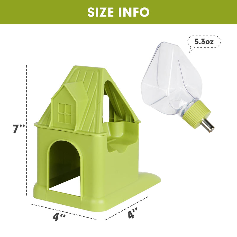 VANNON 4 in 1 Quiet Hamster Exercise Wheel, Multi Functional Hamster House with Running Wheel, Water Bottle, Food Bowl and Hideout, Small Animals Exercise Running Toys for Hamsters Gerbils Mice, Green - PawsPlanet Australia