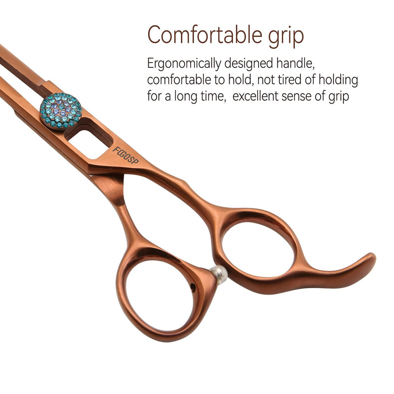 7.0'' Straight Dog Grooming Scissors Professioanl Pet Grooming Shears for Small Dog Cat High Cobalt Alloy Steel Hollow Out Design(7, Chocolate Striaght) Chocolate Straigth Shears 7 inch - PawsPlanet Australia