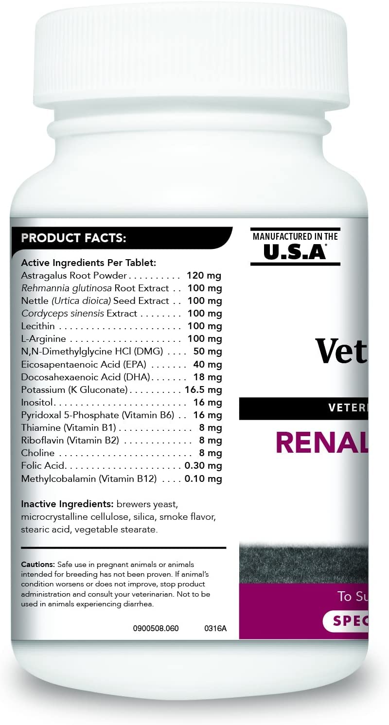 VETRISCIENCE Renal Essentials Kidney Supplement for Dogs – Kidney and Urinary Tract Support, Dog Kidney Supplement with Astragalus Root, Nettle and Herbs, UT Health Kidney Support