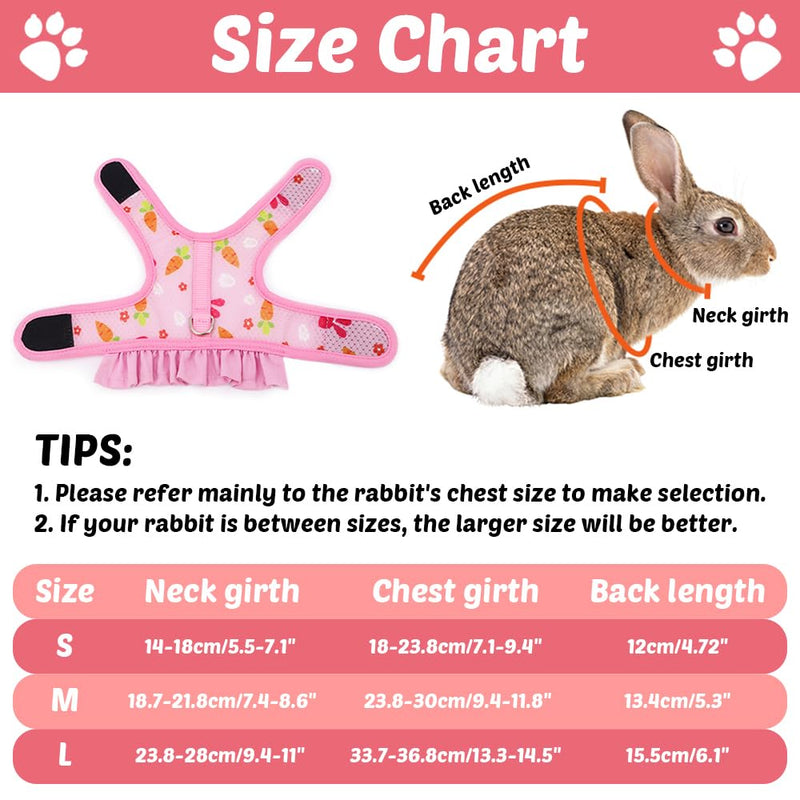 Rabbit Harness and Leash Set,Adjustable Breathable Mesh Ferret Harness Available All Seasons for Guinea Pigs Bunnies Chinchillas Hamsters Pink S - PawsPlanet Australia