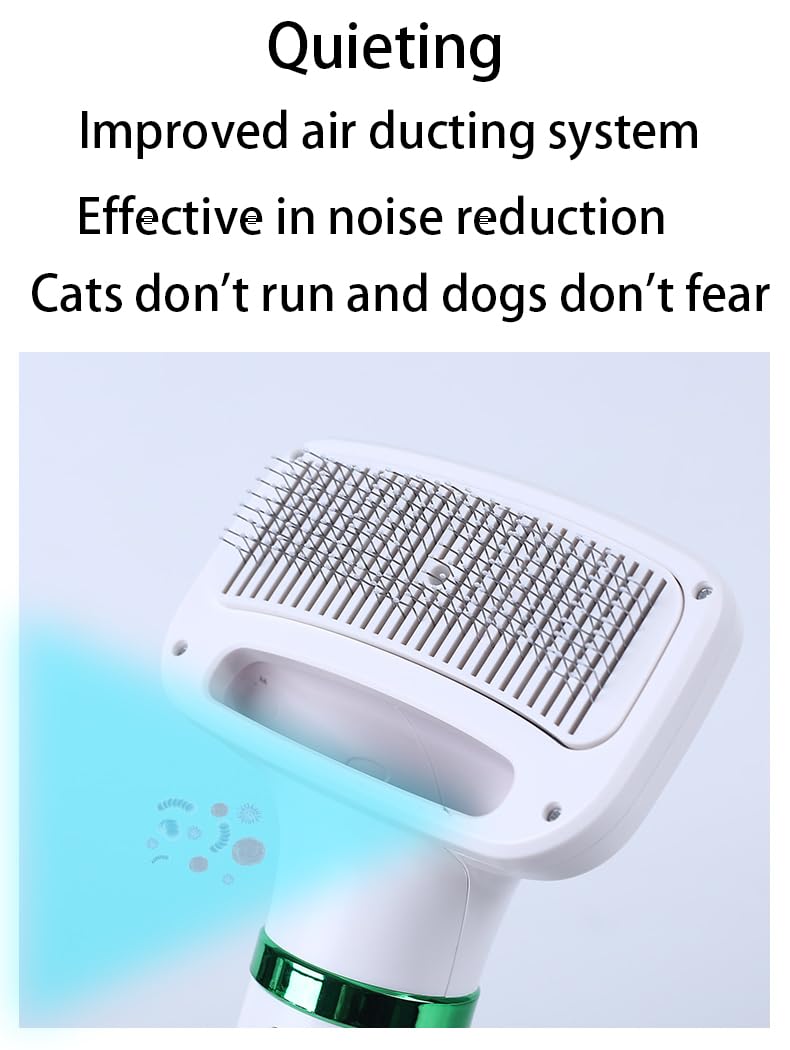 Pet Hair Dryer, 2-in-1 Convenient Dog Blower, 300W Pet Grooming Hair Dryer with Spike Rake Brush, Adjustable Temperature for Small/Medium Cats and Dogs - PawsPlanet Australia