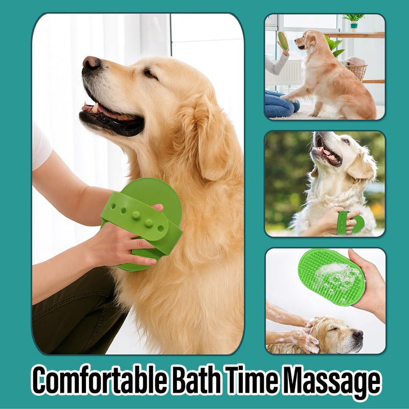 2 Pcs Self Cleaning Deshedding Dog Brush & Bath Brush - Skin Friendly Shedding Grooming Tool For Dogs, Cats And Puppies, Premium Pet Supplies, Green - PawsPlanet Australia