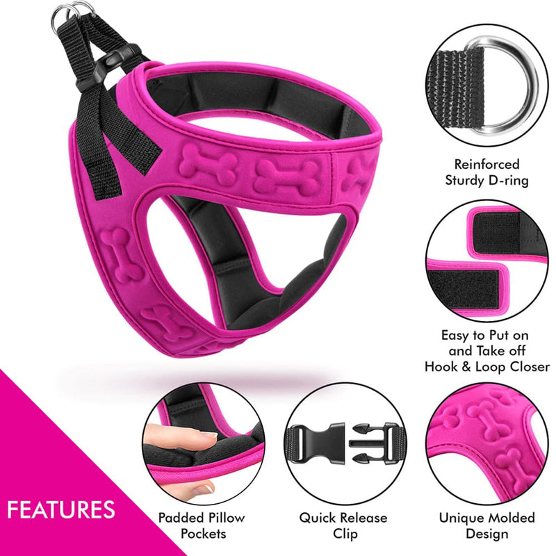 Comfort Fit Dog Harness Soft Padded No Pull Harness with Adjustable Buckles for Small Medium Large Dogs Step in Pet Vest with Easy Control Handle for Walking Jogging Running Training Dogs & Puppies S (Chest 14.5"-17") Pink - PawsPlanet Australia