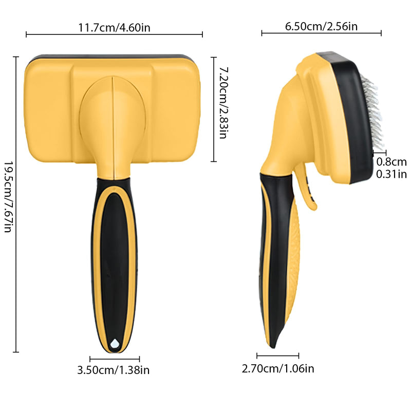 Self cleaning slicker brush for dogs and cats, skin-friendly grooming cat brush, easy-to-clean dog hair brush, depilatory brush, hair brush puppy brush, pet cleaning accessories (Yellow) Yellow - PawsPlanet Australia