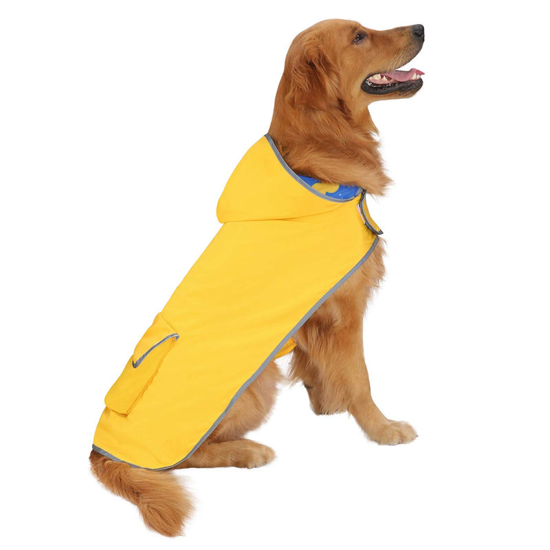 HDE Reversible Dog Raincoat Hooded Slicker Poncho Rain Coat Jacket for Small Medium Large Dogs Ducks Yellow - XL X-Large Ducks / Yellow